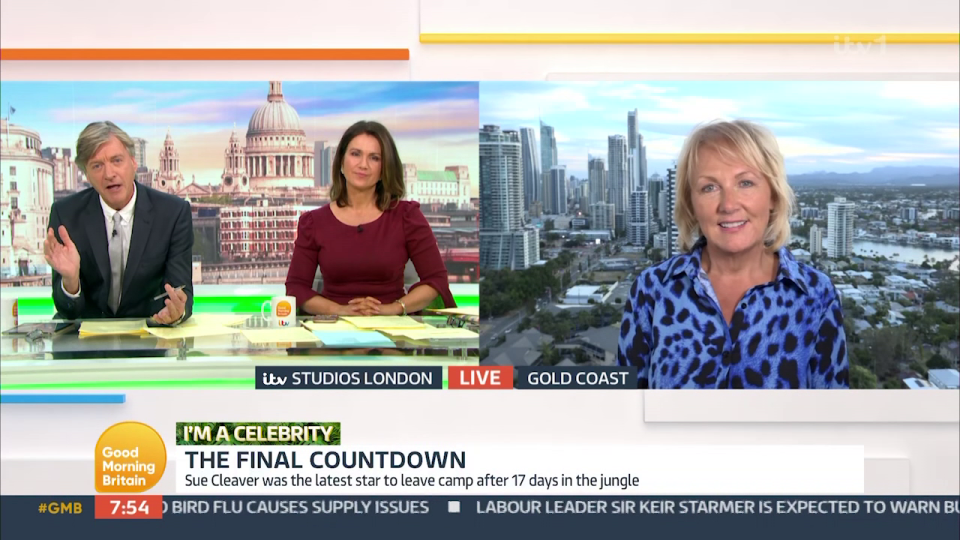 Sue appeared on GMB from Australia today