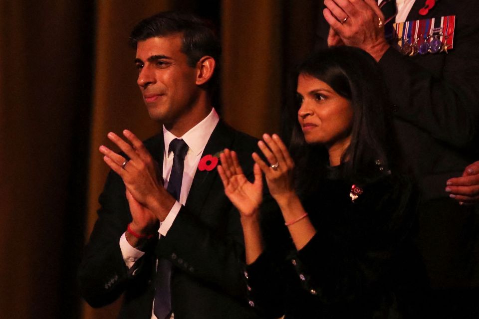 Prime Minister Rishi Sunak and wife Akshata in the royal box