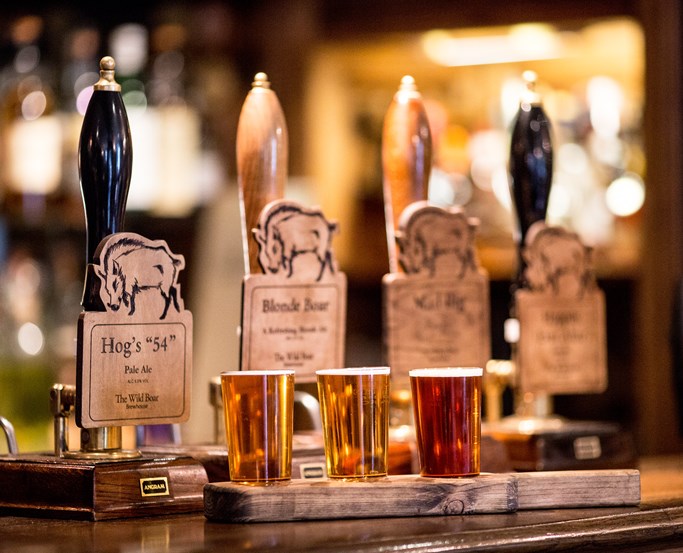 Quench your thirst with a pint of the finest ale at the Wild Boar