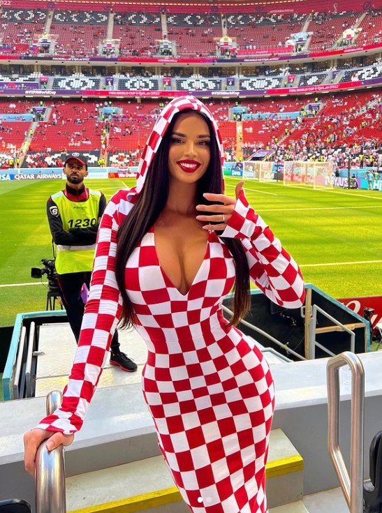 Ivana Knoll showed off her assets - and support - for Croatia ahead of their match against Morocco