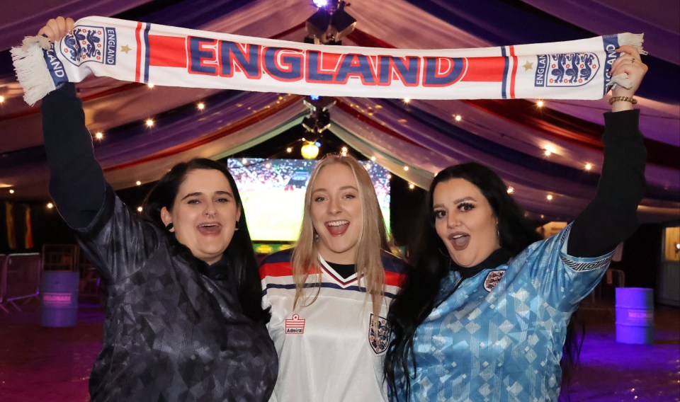 England supporters gathered at a fan zone at Central Park Newcastle