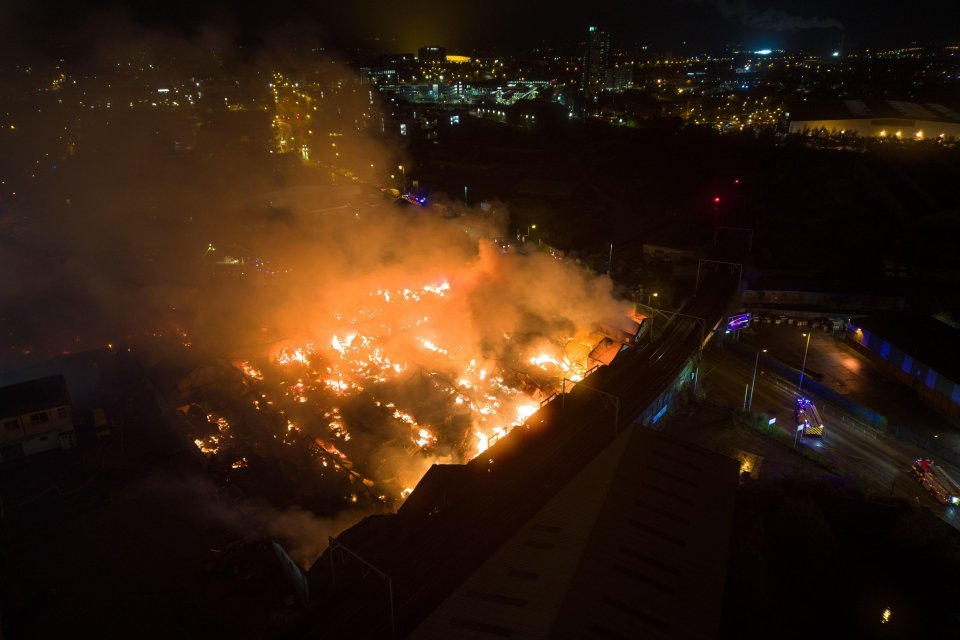 The fire in a derelict factory was declared a major incident by the fire service