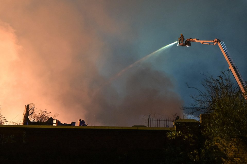 Around 100 firefighters tackled the blaze which broke out on Monday evening