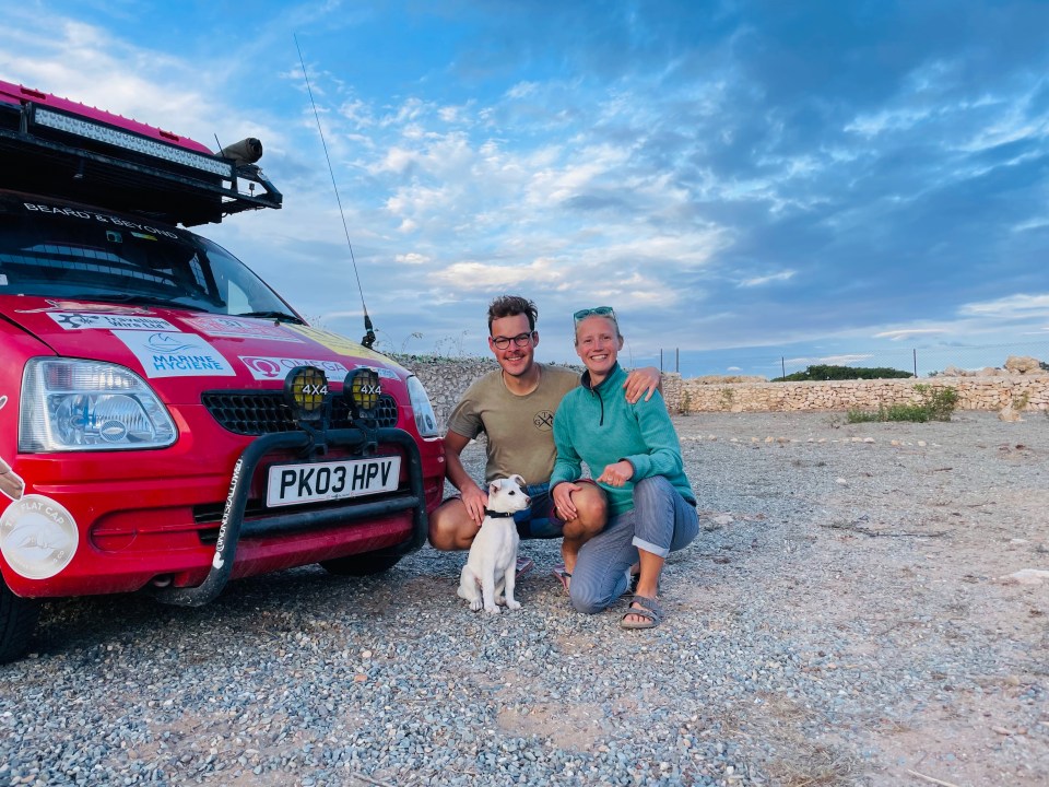 Alex and Doug, with their rescue pup, have been travelling extensively in their Vauxhall Agila