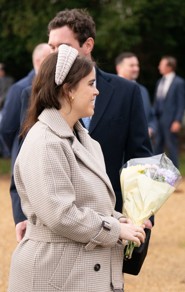 Eugenie appeared pregnant when she attended a Christmas Day service at Sandringham last month