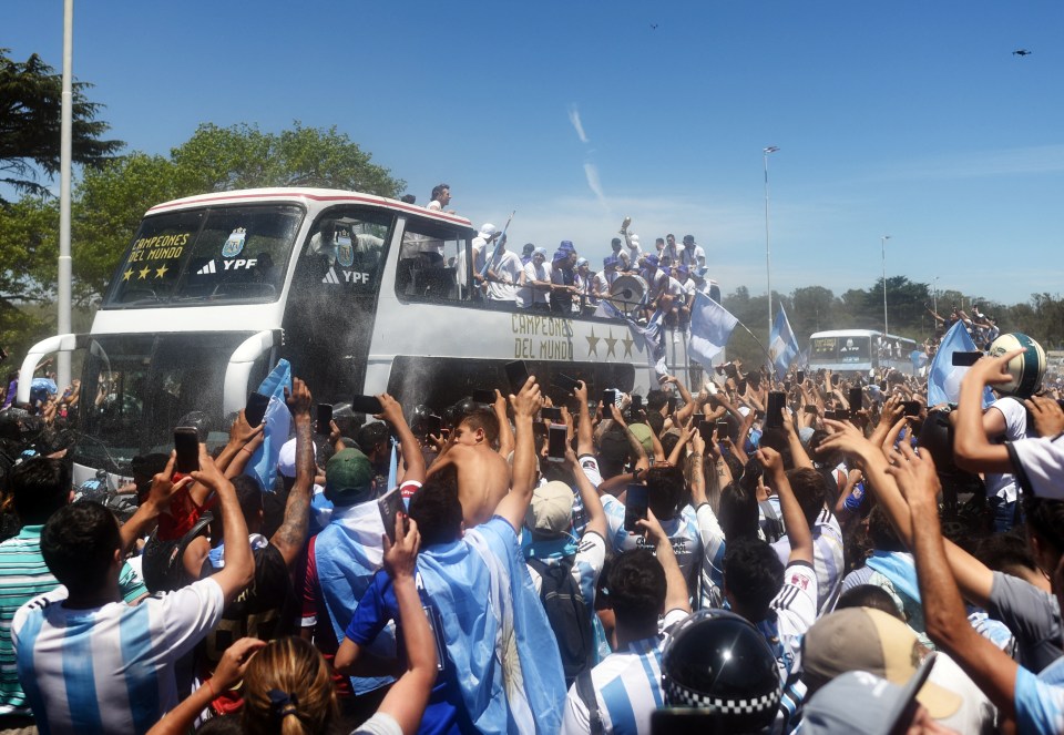 The bus came through as Argentines flocked to catch a glimpse of the team