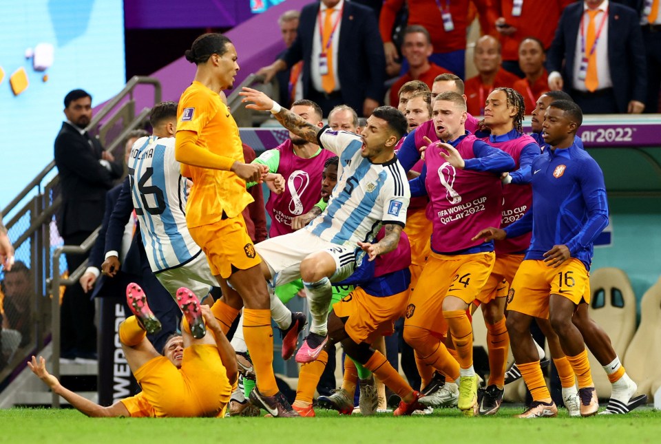 Virgil van Dijk sent the Argentina man tumbling to the floor