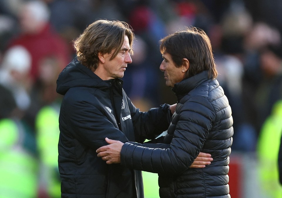 Thomas Frank and Antonio Conte were both as animated as ever on the touchline