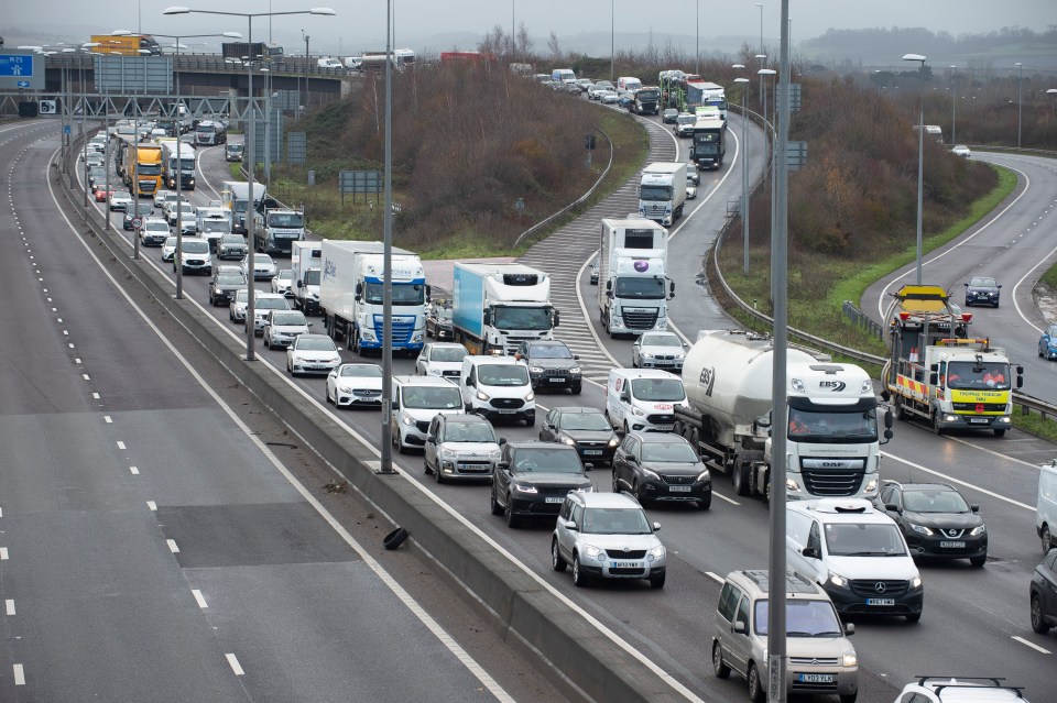 Traffic was already filling the M25 in Dartford, Kent, today too