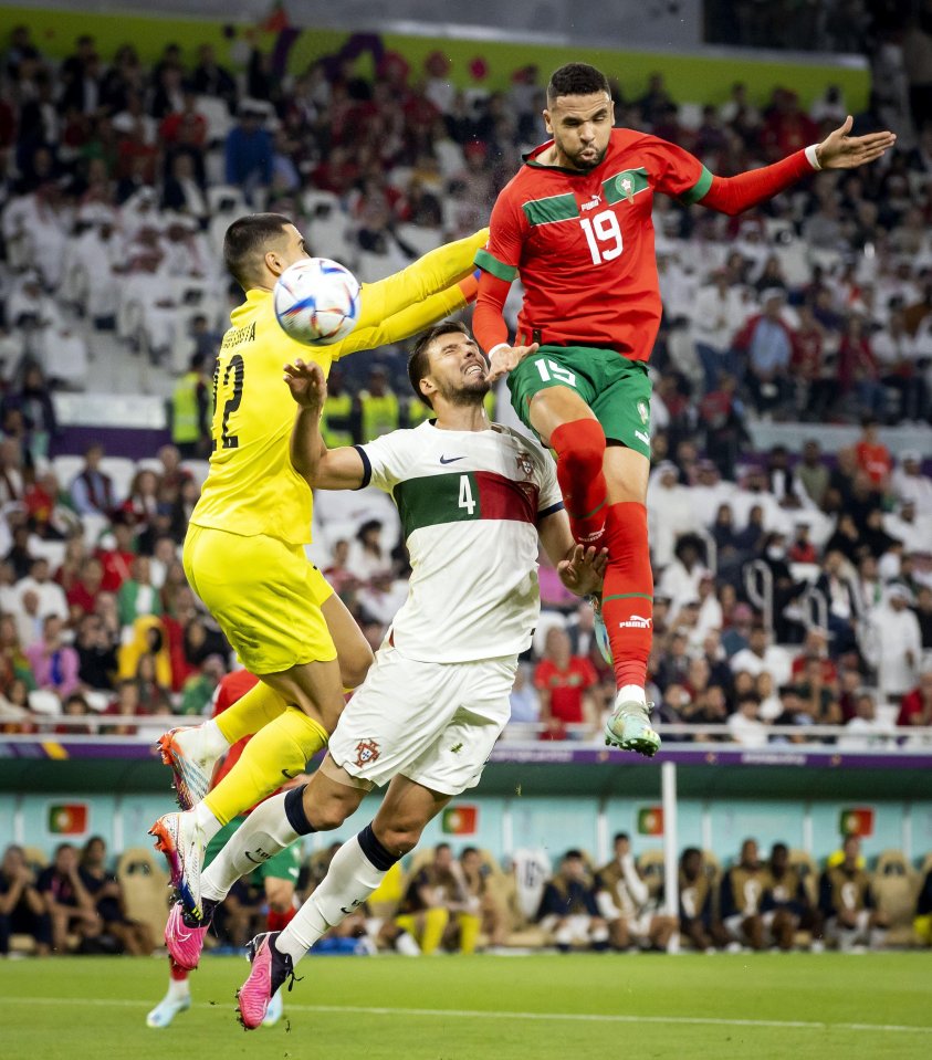 Youssef En-Nesyri was clocked at 9ft 1in in the air for his winning goal against Portugal