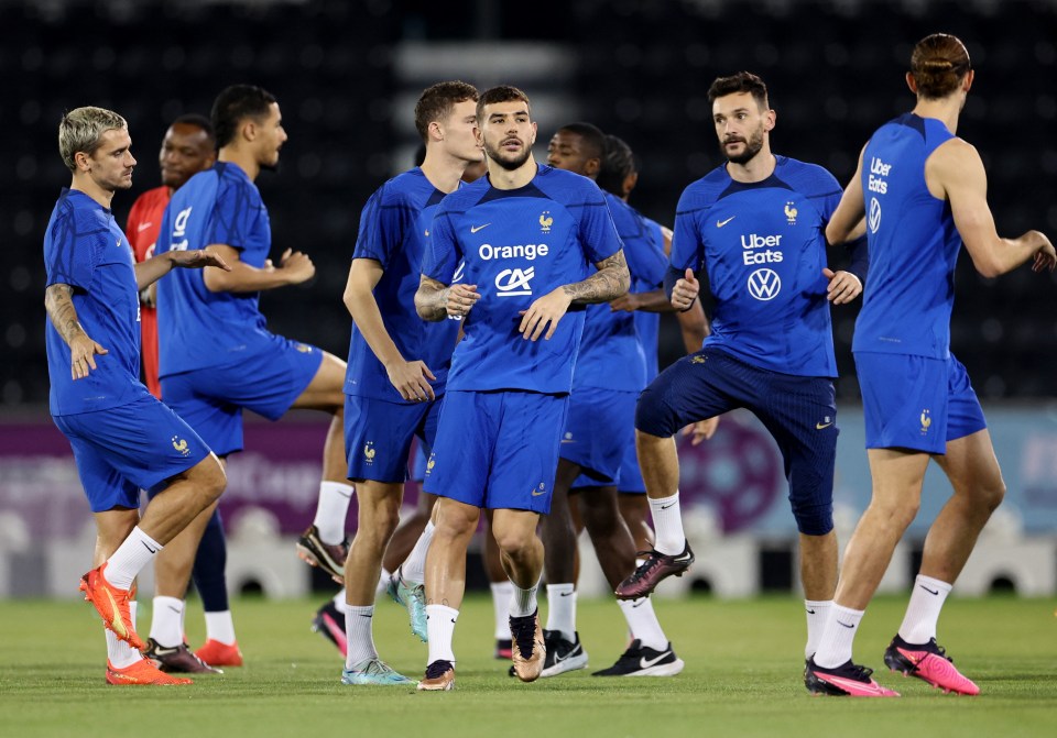 France’s team in an evening training session