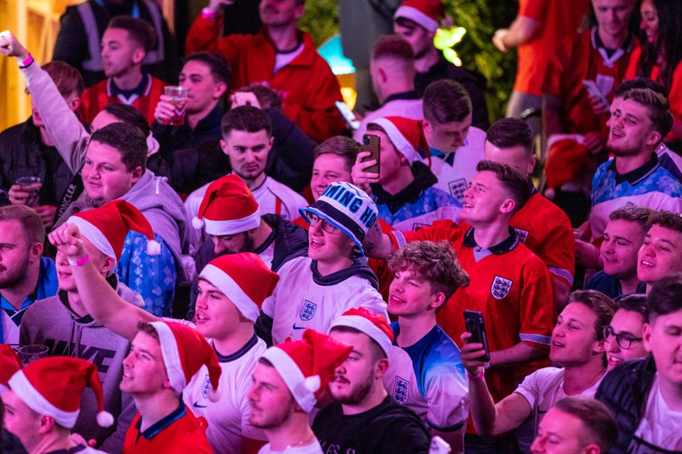 The crowd was full of Santa hats as well as England shirts