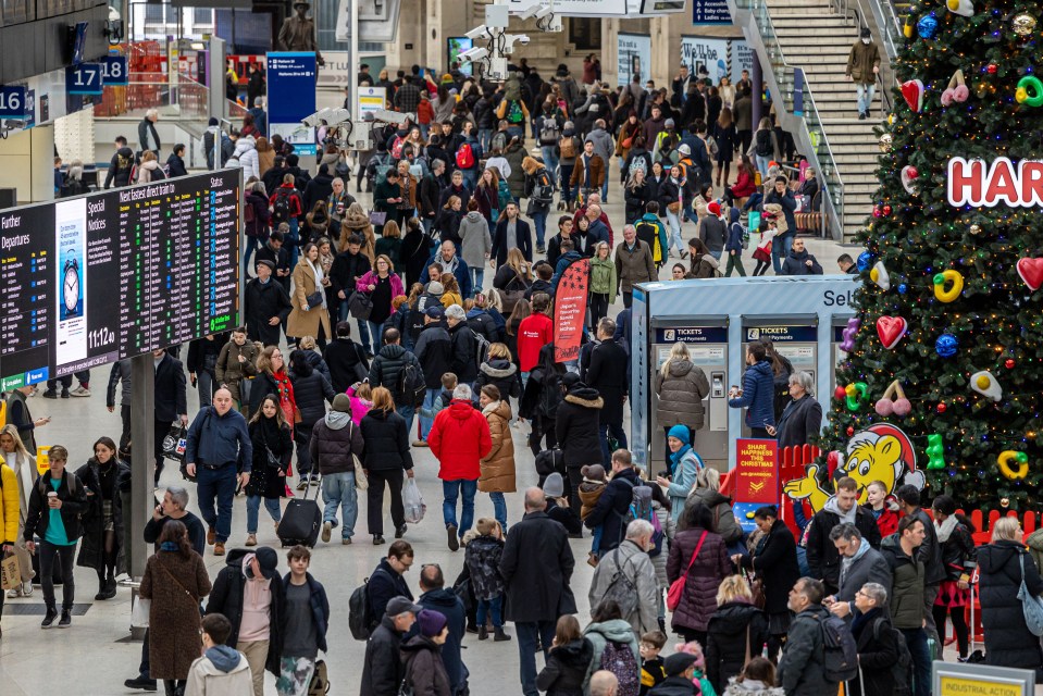 Christmas travellers were already filling London's Waterloo Station today