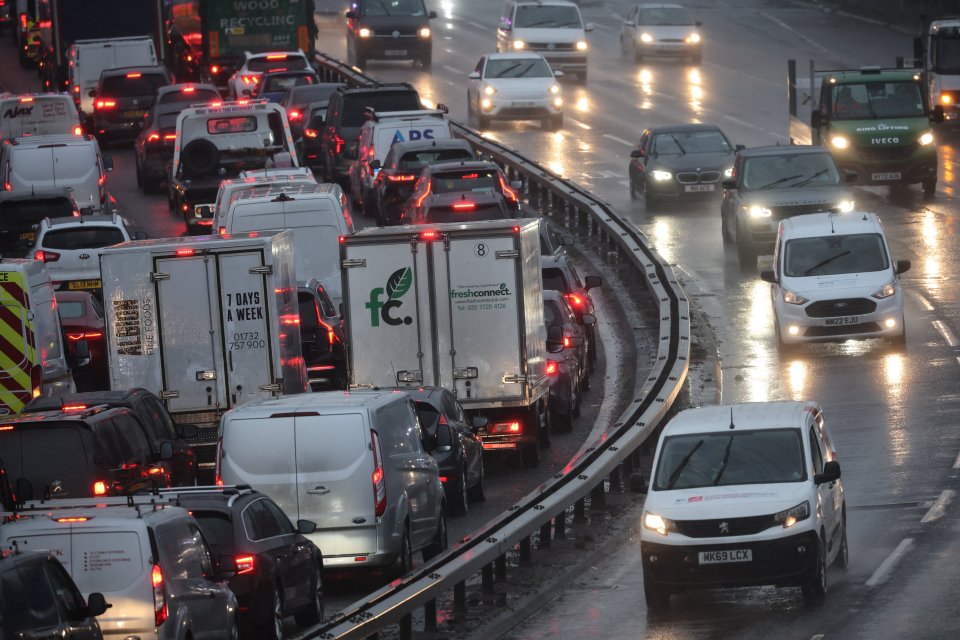 The Blackwall Tunnel approach in Greenwich, London, saw long delays on Friday morning as Brits fled the capital for Christmas