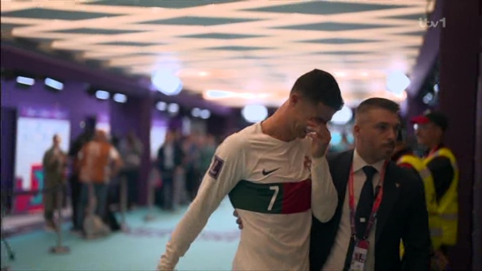 Cristiano Ronaldo crying down the tunnel