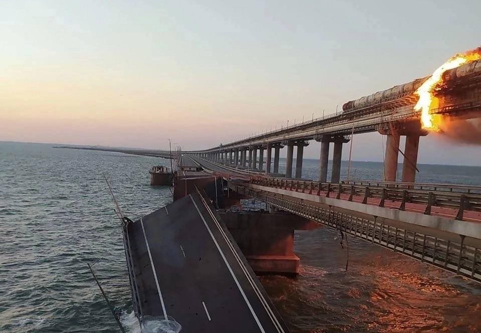 The flagship Kerch Bridge was badly damaged in suspected Ukrainian attacks