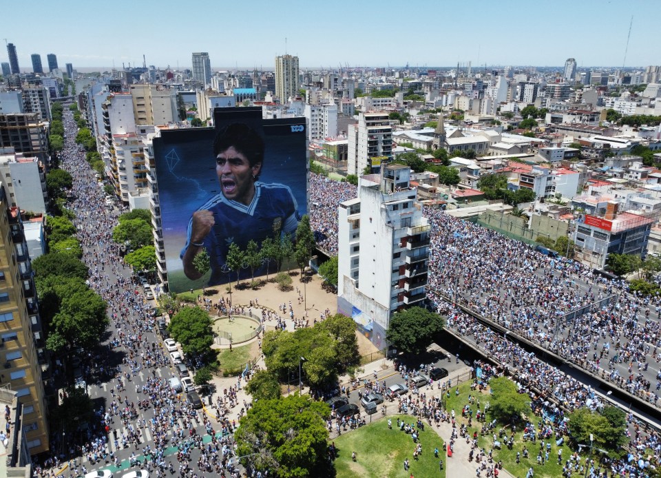 A huge mural of Maradona was on show in the city