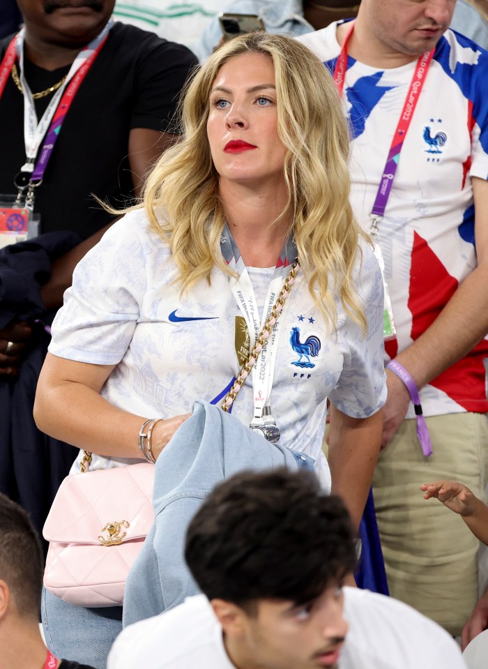 Raphael Varane's wife Camille spotted at the last-16 match against Poland