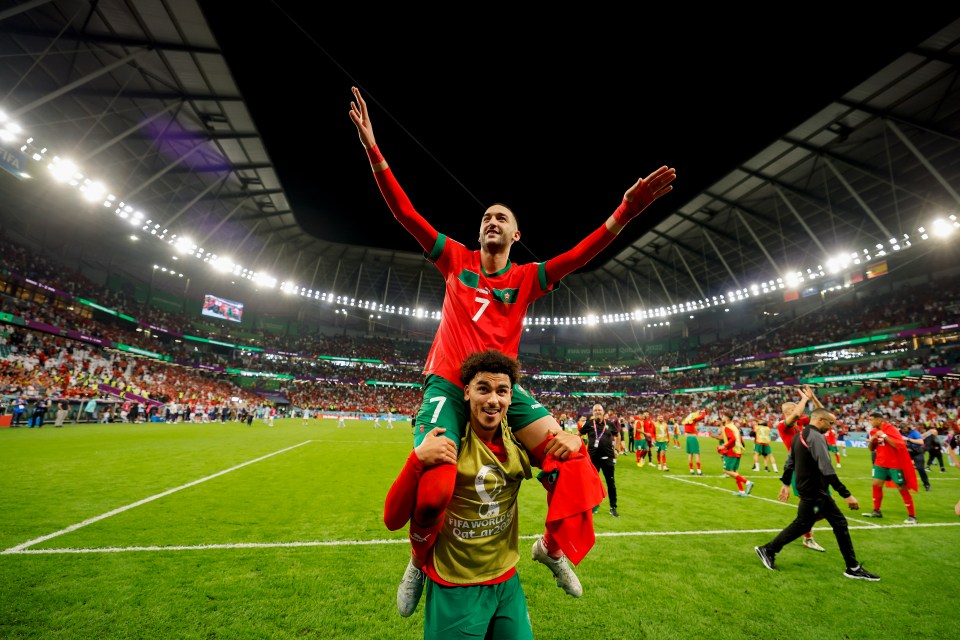 Morocco's stars celebrate beating Portugal