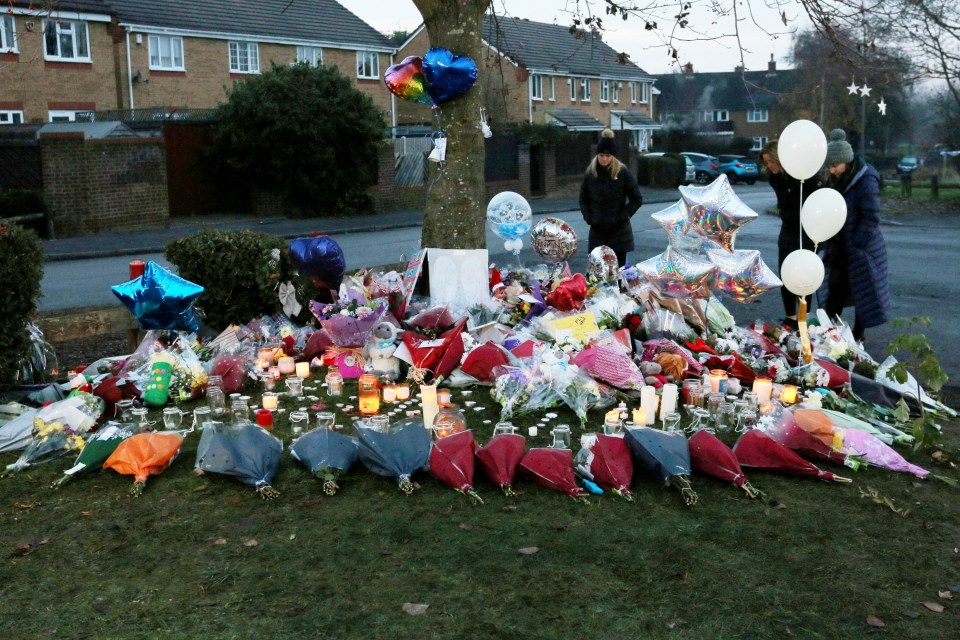 A mountain of flowers and balloons have been left for the youngsters in Solihull