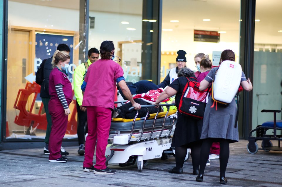 Nurses outside Bristol Royal Infirmary were today helping a passerby after they fell over outside the hospital