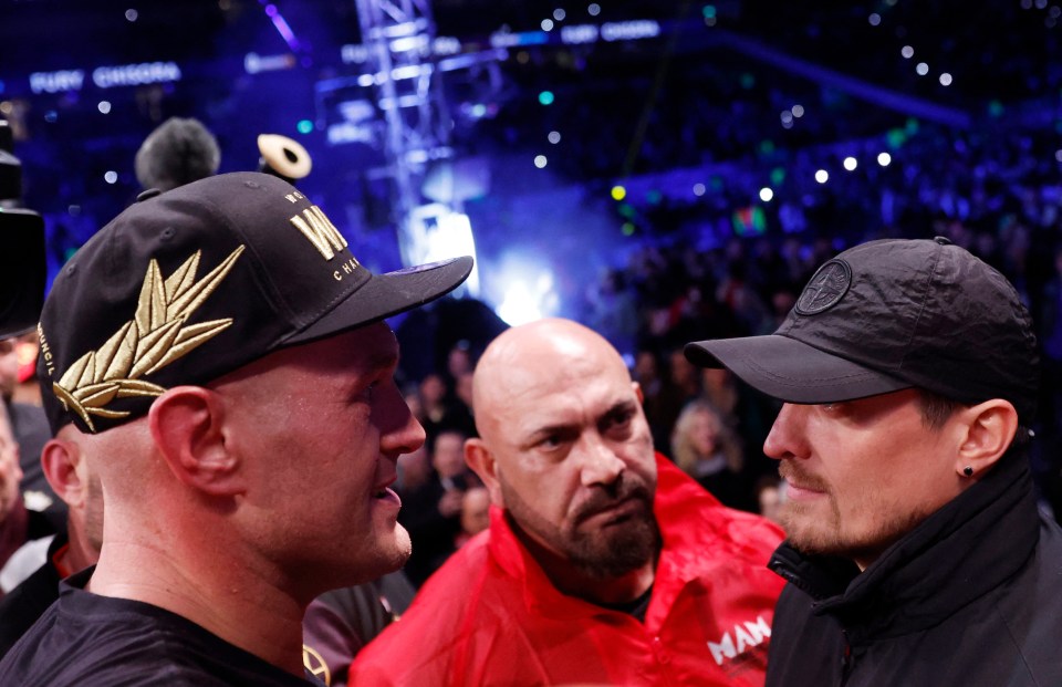 Tyson Fury and Oleksandr Usyk facing off