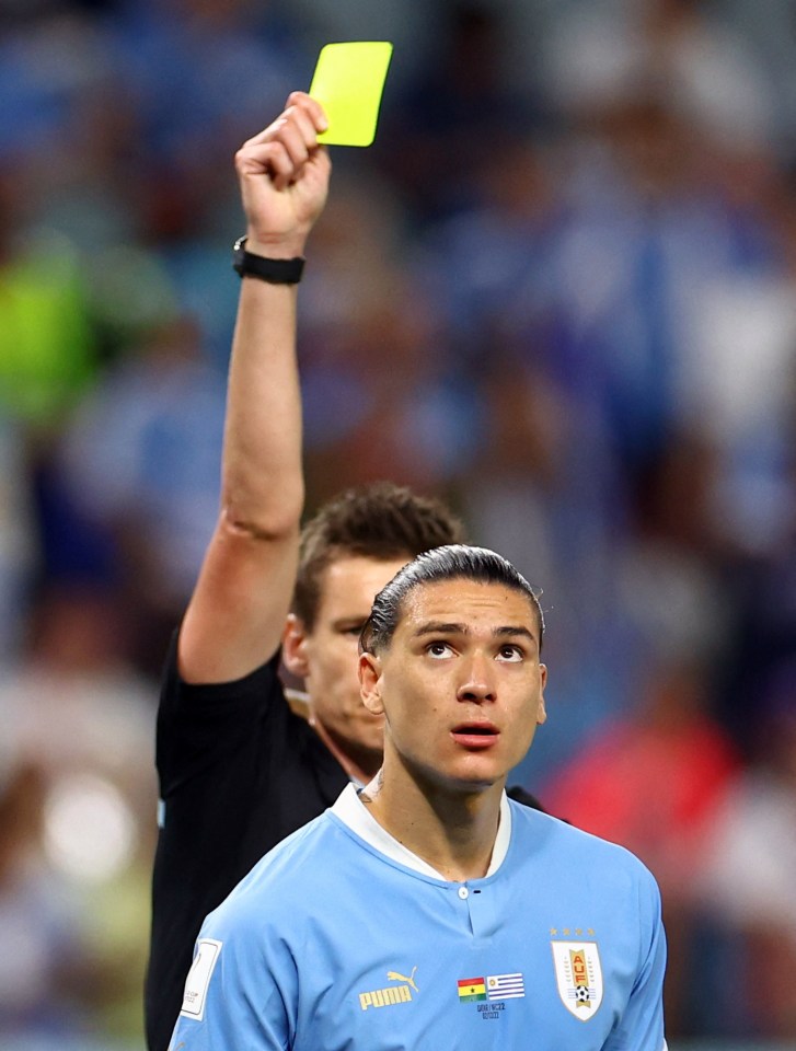 Nunez was given a yellow card for his troubles