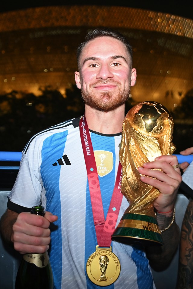 Mac Allister, 24, got his hands on the World Cup earlier this month