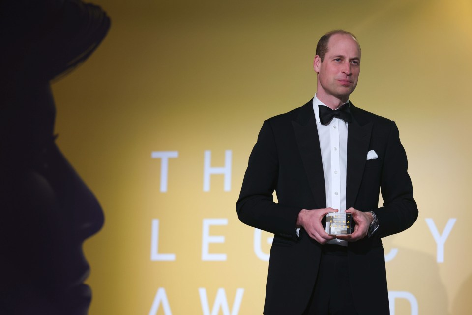 Prince William paid tribute to the winners of the Legacy Awards last night