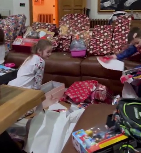 Some of the kids' presents included footballs, toy babies and Avengers gift sets