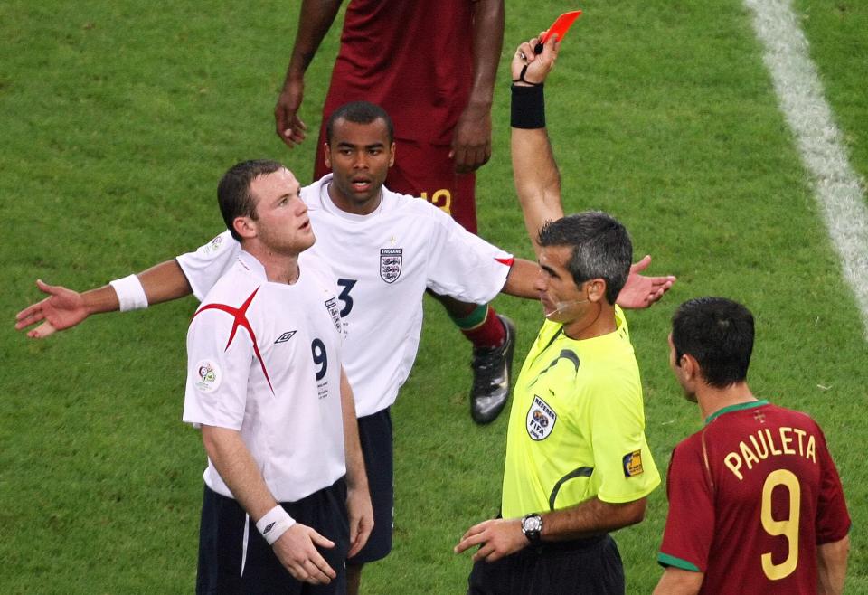 Wayne Rooney was sent off by Argentinian Horacio Elizondo ahead of the 2006 World Cup quarter-final shootout loss to Portugal