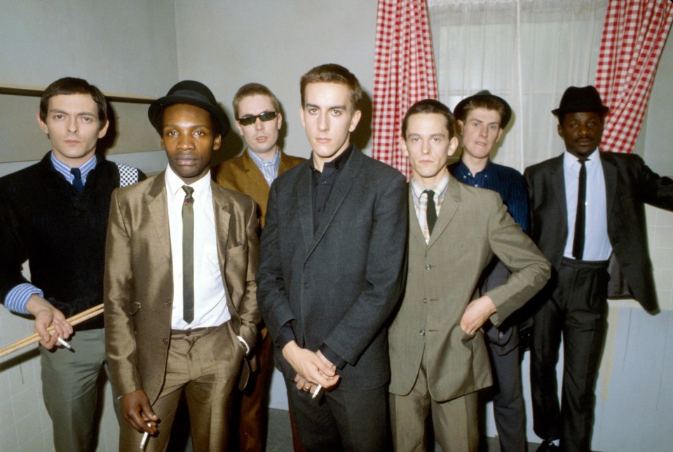 John Bradbury, Lynval Golding, Jerry Dammers, Terry Hall, Horace Panter, Roddy Radiation and Neville Staple in 1979