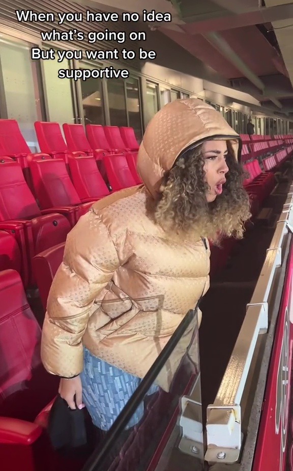 Amber Gill posted a video from an executive box at Arsenal's stadium