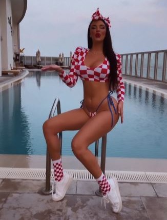 The stunning superfan posted the taunting video ahead of Croatia's quarter-final clash