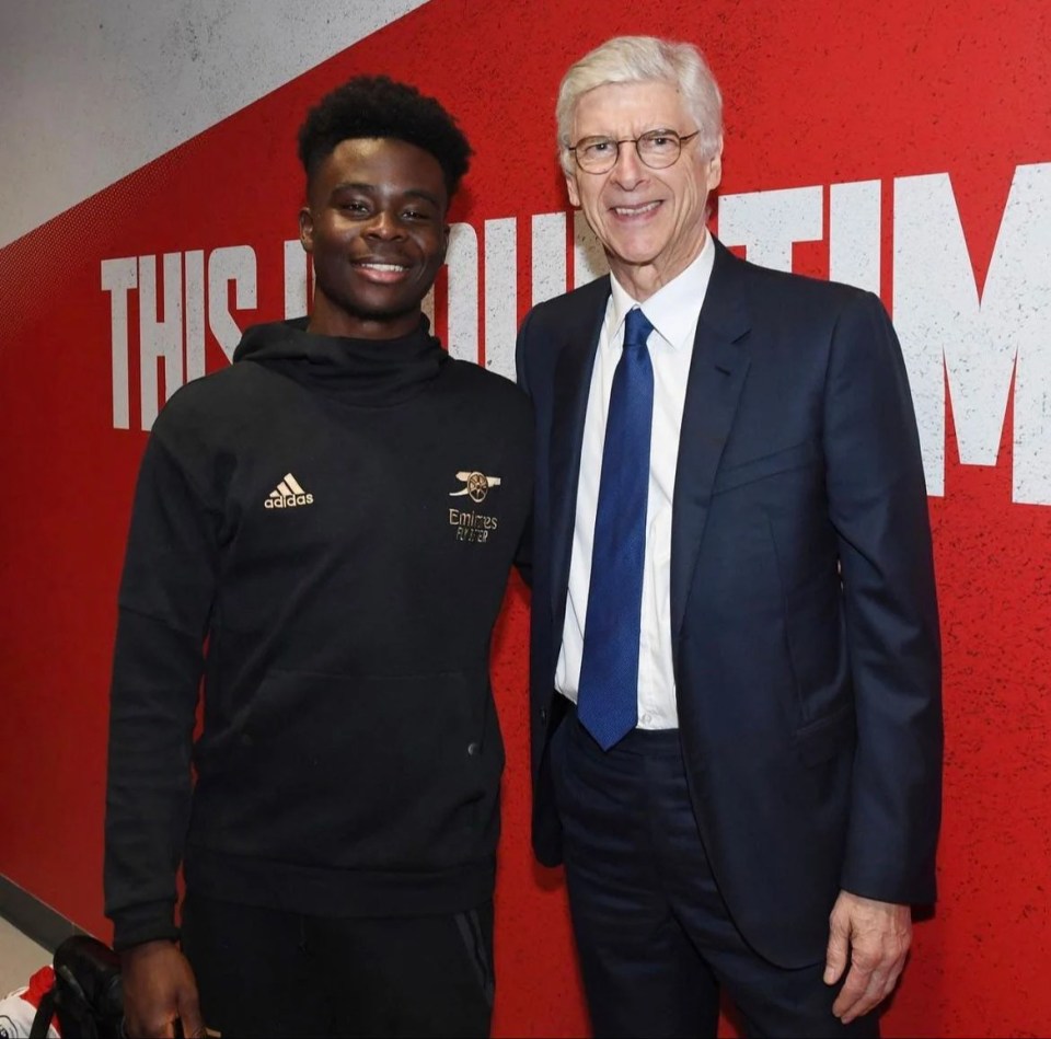 Saka met Arsene Wenger for the first time on Monday