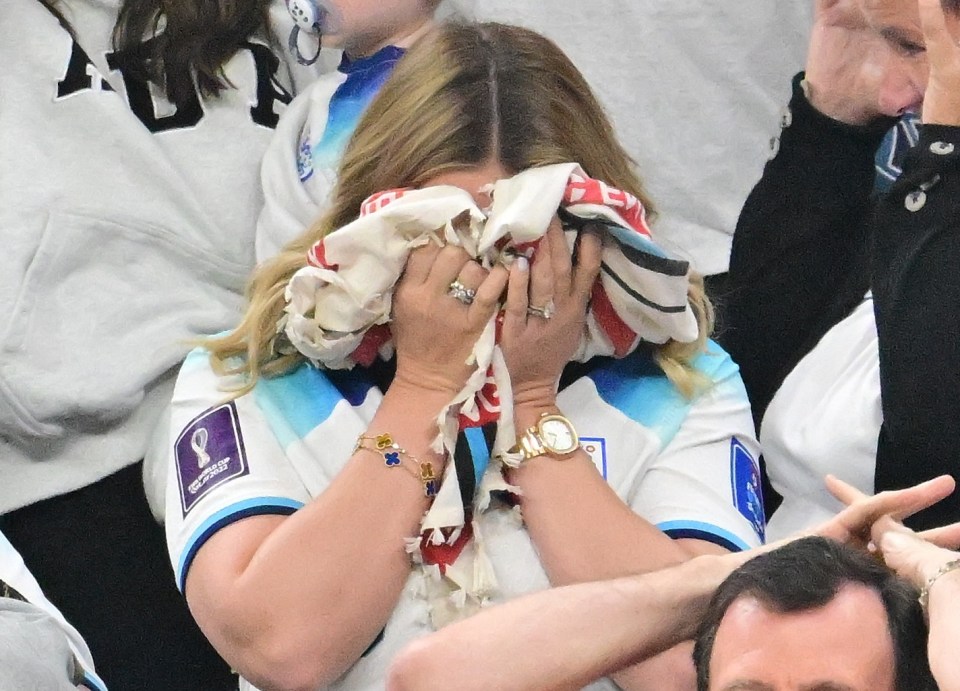 Kate buried her face in her hands after Kane missed a penalty