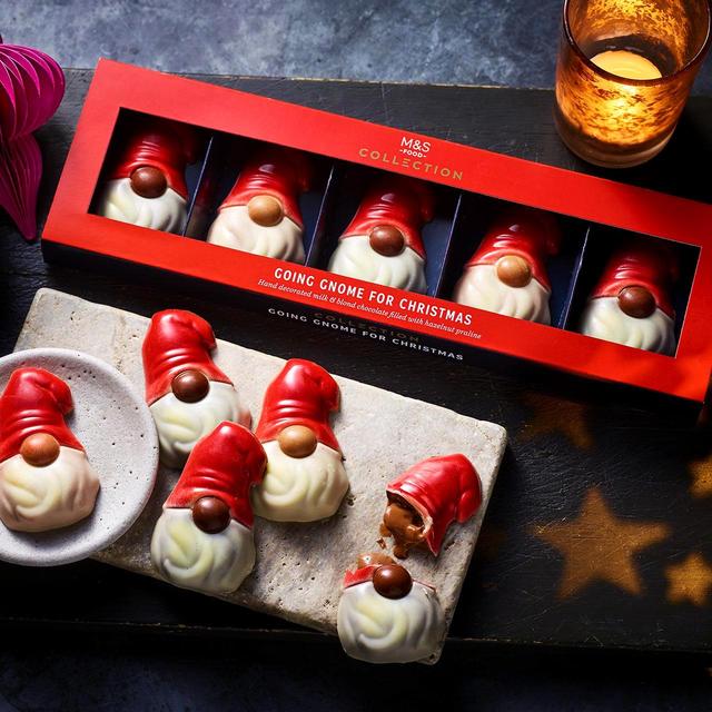 M&S’s milk and blond gnome chocolates filled with hazelnut praline