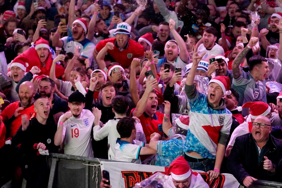 England fans celebrated Kane's penalty goal