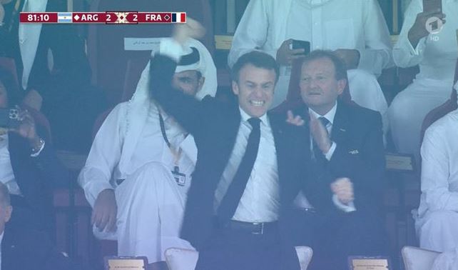 Emmanuel Macron was overjoyed with Kylian Mbappe's goal