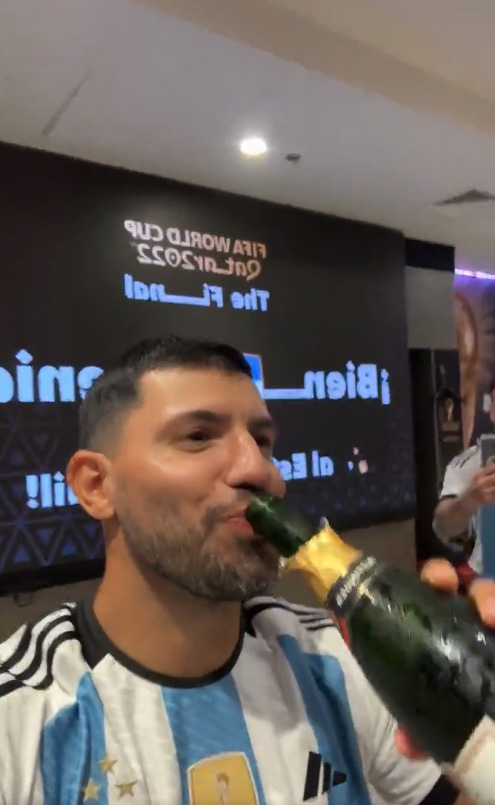 Sergio Aguero shared a video of the wild celebrations