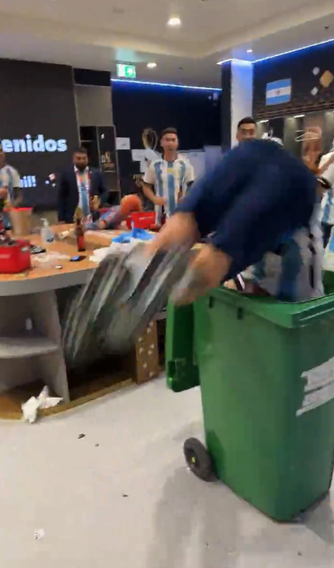 One jubilant member of the Argie party even somersaulted into a bin