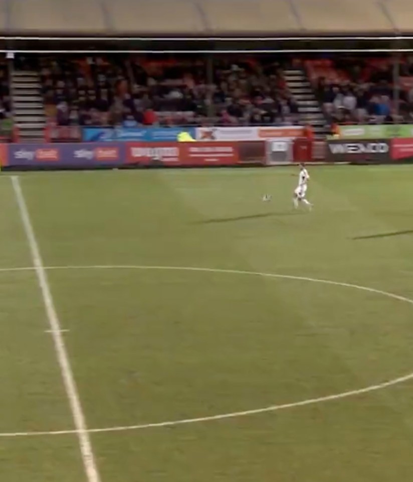 The ball ended up nearly on the halfway line, rather than in the box