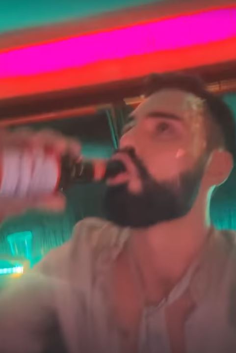 Rylan was seen sipping on beers at the boozy party