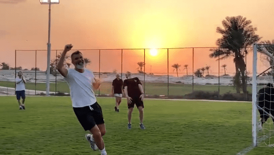 Roy Keane produced an epic celebration after scoring the winner for ITV against BBC