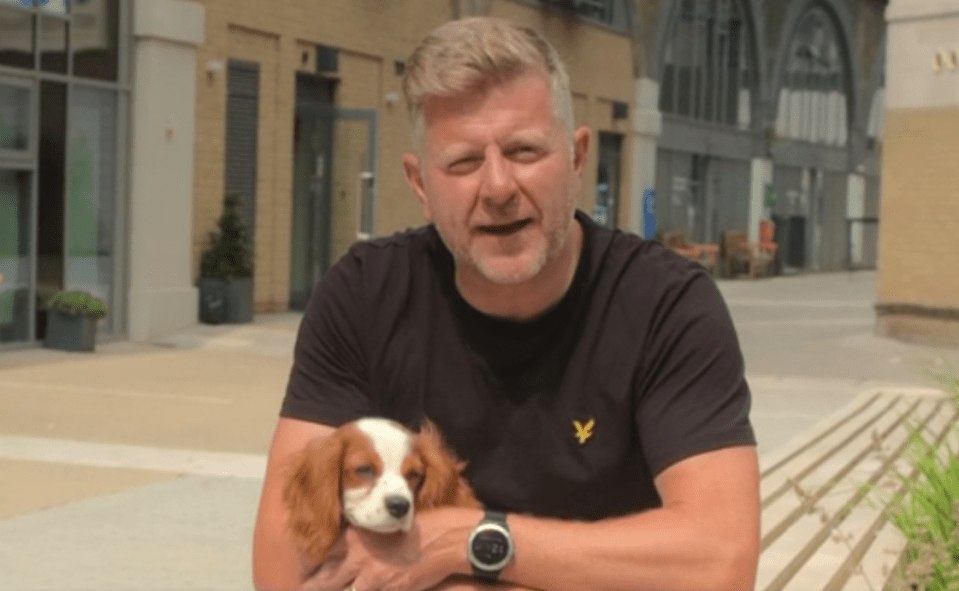 Puppy Flora with her new owner, ITV News’ Chris Ship