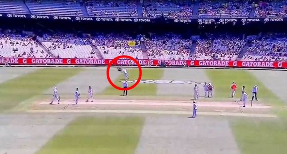 A South African cricketer was hit by a 315kg Spidercam on Boxing Day