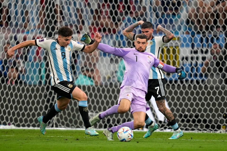 Julian Alvarez pinched the ball from Australia keeper Mat Ryan