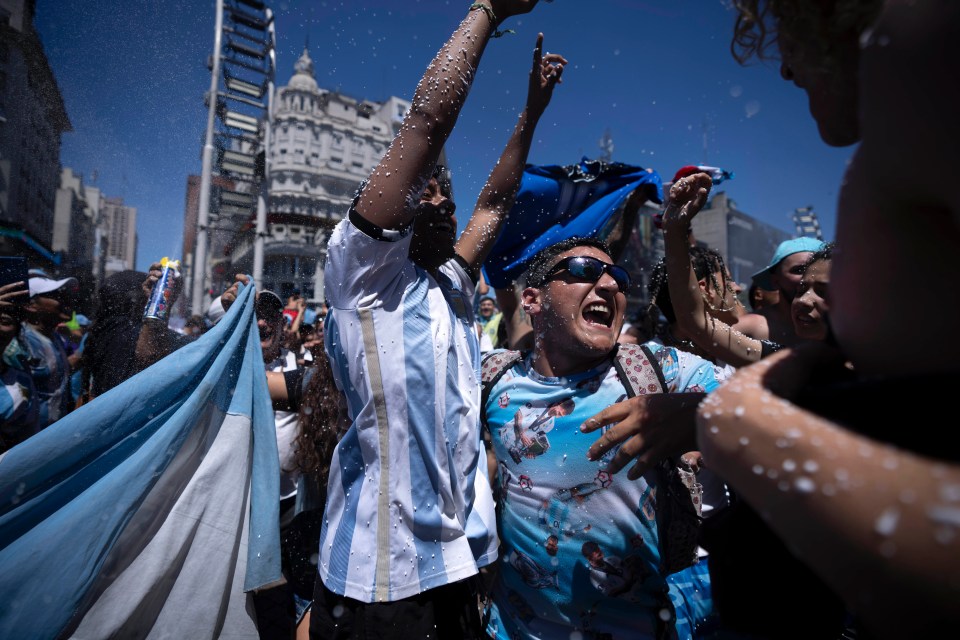 Fans were seen jumping for joy after Argentina beat France 4-2 in Qatar on penalties