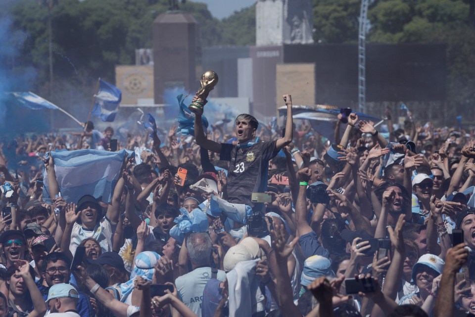 Argentine fans celebrate in Buenos Aires during the World Cup final