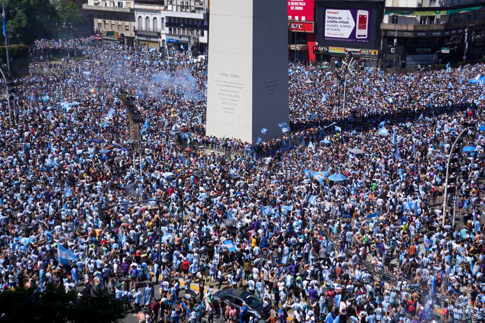 Argentina fans celebrate their team’s World Cup victory over France in Buenos Aires